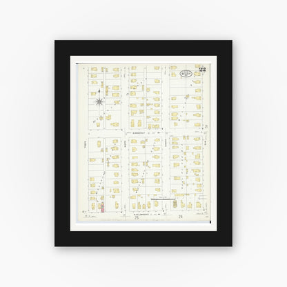 Old map wall art mockup — black gallery frame with white mat — Sanborn Fire Insurance Map from Beloit, Rock County, Wisconsin (1908), Sheet #0022