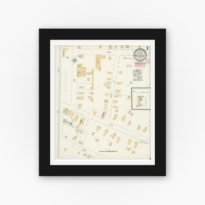 Old map wall art mockup — black gallery frame with white mat — Sanborn Fire Insurance Map from Miles Grove, Erie County, Pennsylvania (1904) - Complete Map Set