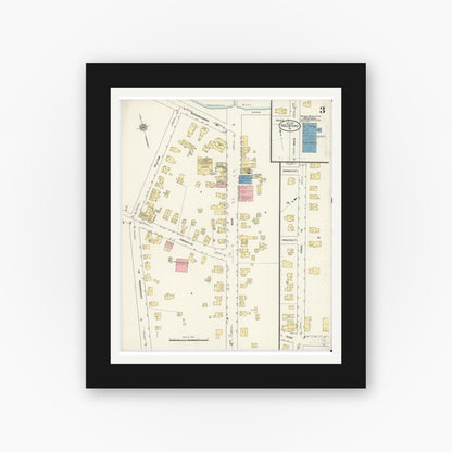 Old map wall art mockup — black gallery frame with white mat — Sanborn Fire Insurance Map from Hallstead, Susquehanna County, Pennsylvania (1911), Sheet #0003