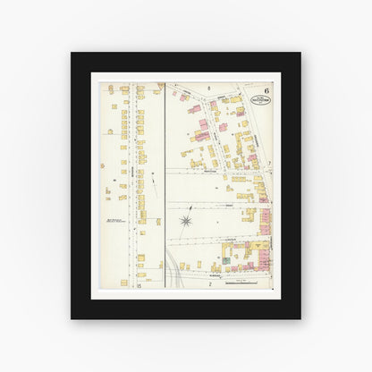 Old map wall art mockup — black gallery frame with white mat — Sanborn Fire Insurance Map from Haverstraw, Rockland County, New York (1903), Sheet #0006