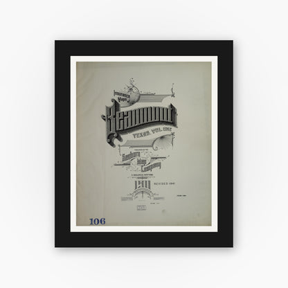 Old map wall art mockup — black gallery frame with white mat — Sanborn Fire Insurance Map from Beaumont, Jefferson County, Texas (1941), Sheet #0001