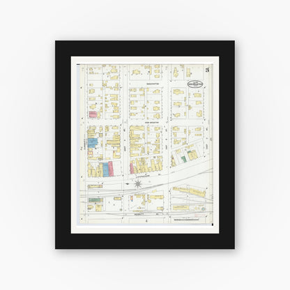 Old map wall art mockup — black gallery frame with white mat — Sanborn Fire Insurance Map from Iron Mountain, Dickinson County, Michigan (1904), Sheet #0003
