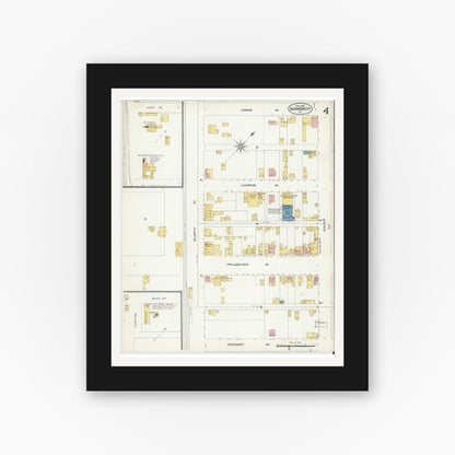 Old map wall art mockup — black gallery frame with white mat — Sanborn Fire Insurance Map from Egg Harbor City, Atlantic County, New Jersey (1903), Sheet #0004