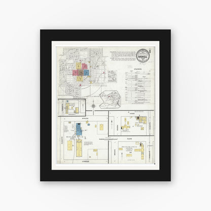 Old map wall art mockup — black gallery frame with white mat — Sanborn Fire Insurance Map from Haskell, Haskell County, Texas (1921) - Complete Map Set