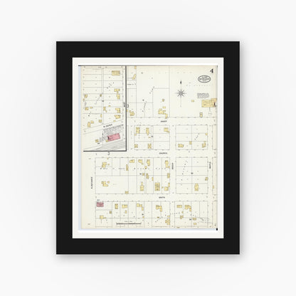 Old map wall art mockup — black gallery frame with white mat — Sanborn Fire Insurance Map from Stryker, Williams County, Ohio (1899), Sheet #0004