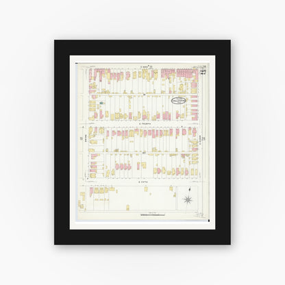 Old map wall art mockup — black gallery frame with white mat — Sanborn Fire Insurance Map from Chillicothe, Ross County, Ohio (1909), Sheet #0027