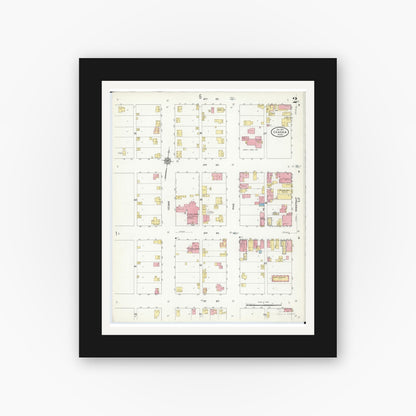 Old map wall art mockup — black gallery frame with white mat — Sanborn Fire Insurance Map from Chaska, Carver County, Minnesota (1910), Sheet #0002