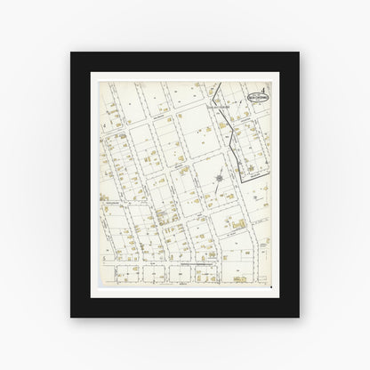 Old map wall art mockup — black gallery frame with white mat — Sanborn Fire Insurance Map from Green Cove Springs, Clay County, Florida (1917), Sheet #0004