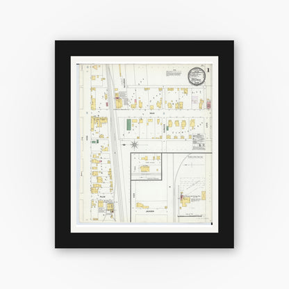 Old map wall art mockup — black gallery frame with white mat — Sanborn Fire Insurance Map from Ansonia, Darke County, Ohio (1901) - Complete Map Set