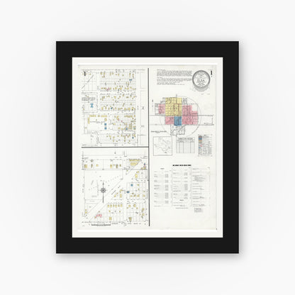 Old map wall art mockup — black gallery frame with white mat — Sanborn Fire Insurance Map from Elsa, Hidalgo County, Texas (1949) - Complete Map Set