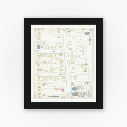 Old map wall art mockup — black gallery frame with white mat — Sanborn Fire Insurance Map from Batavia, Kane County, Illinois (1916), Sheet #0002