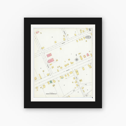Old map wall art mockup — black gallery frame with white mat — Sanborn Fire Insurance Map from Saint Marys, Elk County, Pennsylvania (1904), Sheet #0005