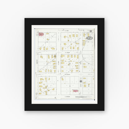 Old map wall art mockup — black gallery frame with white mat — Sanborn Fire Insurance Map from Boyne City, Charlevoix County, Michigan (1919), Sheet #0011