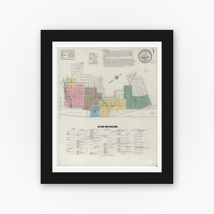 Old map wall art mockup — black gallery frame with white mat — Sanborn Fire Insurance Map from Juniata, Blair County, Pennsylvania (1915) - Complete Map Set
