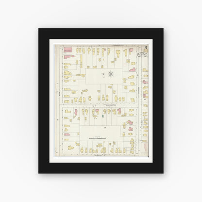 Old map wall art mockup — black gallery frame with white mat — Sanborn Fire Insurance Map from Palmyra, Wayne County, New York (1894), Sheet #0008