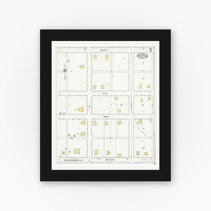 Old map wall art mockup — black gallery frame with white mat — Sanborn Fire Insurance Map from Pilot Point, Denton County, Texas (1921), Sheet #0005
