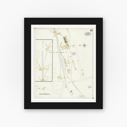Old map wall art mockup — black gallery frame with white mat — Sanborn Fire Insurance Map from Ironwood, Gogebic County, Michigan (1898), Sheet #0010