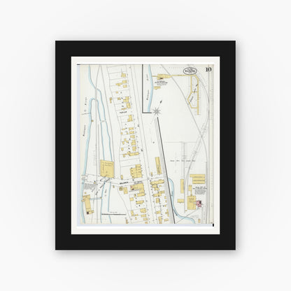 Old map wall art mockup — black gallery frame with white mat — Sanborn Fire Insurance Map from Big Rapids, Mecosta County, Michigan (1899), Sheet #0010