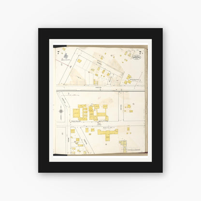 Old map wall art mockup — black gallery frame with white mat — Sanborn Fire Insurance Map from Maricopa, Kern County, California (1942), Sheet #0007