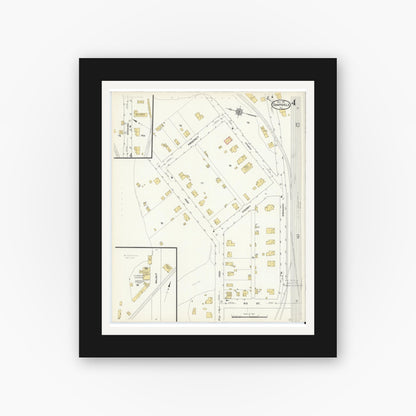 Old map wall art mockup — black gallery frame with white mat — Sanborn Fire Insurance Map from Sharpsville, Mercer County, Pennsylvania (1912), Sheet #0004