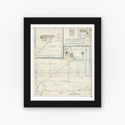 Old map wall art mockup — black gallery frame with white mat — Sanborn Fire Insurance Map from Ashland, Ashland County, Wisconsin (1884), Sheet #0004