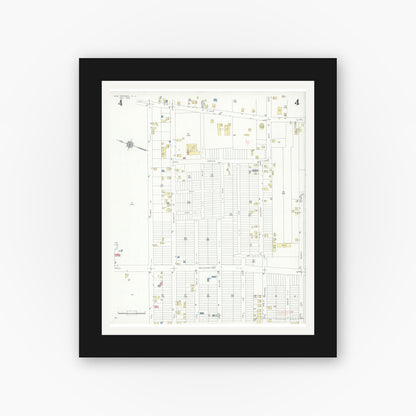 Old map wall art mockup — black gallery frame with white mat — Sanborn Fire Insurance Map from East Paterson, Bergen County, New Jersey (1932), Sheet #0004