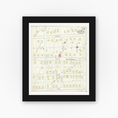 Old map wall art mockup — black gallery frame with white mat — Sanborn Fire Insurance Map from Johnston City, Williamson County, Illinois (1914), Sheet #0002
