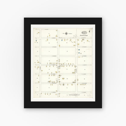 Old map wall art mockup — black gallery frame with white mat — Sanborn Fire Insurance Map from Delray, Palm Beach County, Florida (1922), Sheet #0004