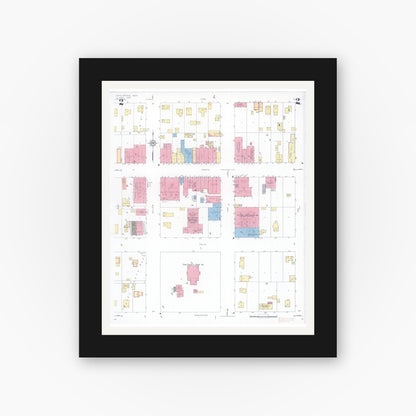 Old map wall art mockup — black gallery frame with white mat — Sanborn Fire Insurance Map from Long Prairie, Todd County, Minnesota (1933), Sheet #0002