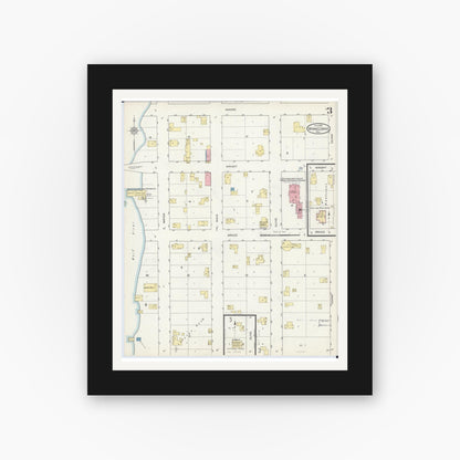 Old map wall art mockup — black gallery frame with white mat — Sanborn Fire Insurance Map from Winneconne, Winnebago County, Wisconsin (1913), Sheet #0003