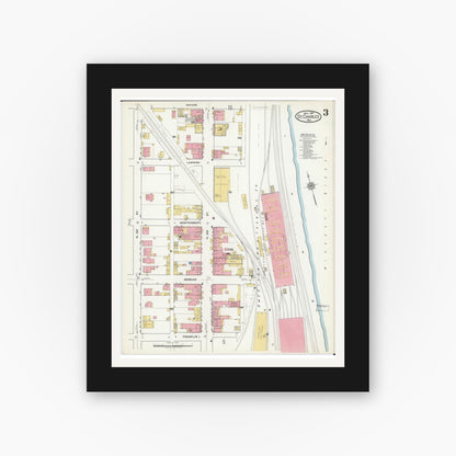 Old map wall art mockup — black gallery frame with white mat — Sanborn Fire Insurance Map from Saint Charles, Saint Charles County, Missouri (1917), Sheet #0003