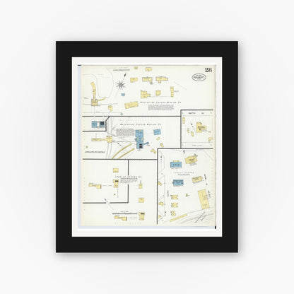 Old map wall art mockup — black gallery frame with white mat — Sanborn Fire Insurance Map from Red Jacket, Houghton County, Michigan (1908), Sheet #0028