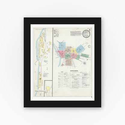 Old map wall art mockup — black gallery frame with white mat — Sanborn Fire Insurance Map from Lewistown, Mifflin County, Pennsylvania (1896) - Complete Map Set