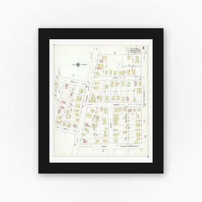 Old map wall art mockup — black gallery frame with white mat — Sanborn Fire Insurance Map from Freeport, Stephenson County, Illinois (1910), Sheet #0004