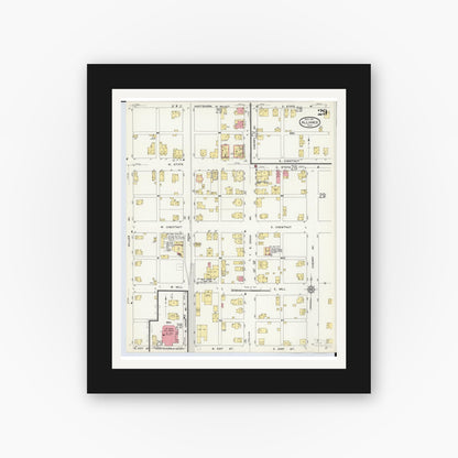 Old map wall art mockup — black gallery frame with white mat — Sanborn Fire Insurance Map from Alliance, Stark County, Ohio (1911), Sheet #0029