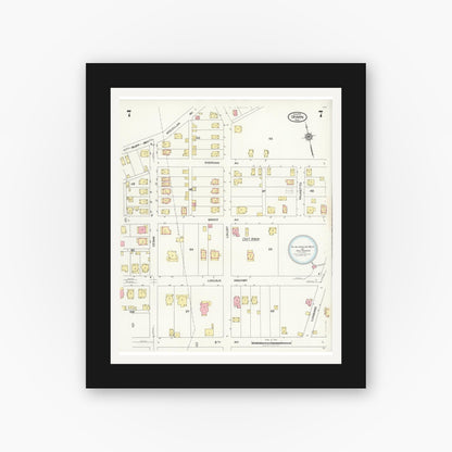 Old map wall art mockup — black gallery frame with white mat — Sanborn Fire Insurance Map from Irwin, Westmoreland County, Pennsylvania (1925), Sheet #0007