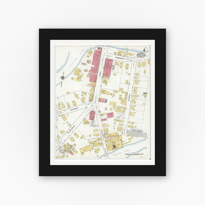 Old map wall art mockup — black gallery frame with white mat — Sanborn Fire Insurance Map from Addison, Steuben County, New York (1921), Sheet #0004