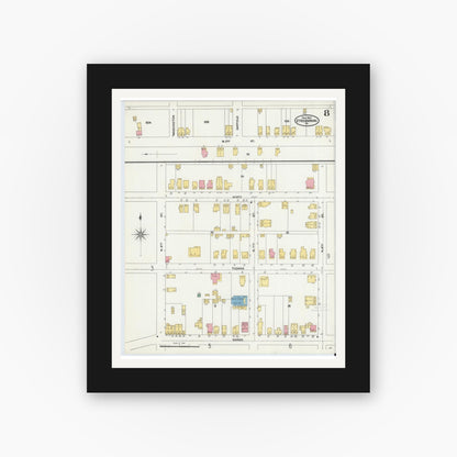 Old map wall art mockup — black gallery frame with white mat — Sanborn Fire Insurance Map from Stroudsburg, Monroe County, Pennsylvania (1905), Sheet #0008
