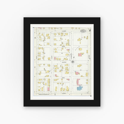 Old map wall art mockup — black gallery frame with white mat — Sanborn Fire Insurance Map from Massillon, Stark County, Ohio (1901), Sheet #0003