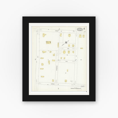 Old map wall art mockup — black gallery frame with white mat — Sanborn Fire Insurance Map from Dalton, Berkshire County, Massachusetts (1911), Sheet #0004