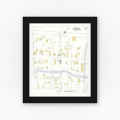 Old map wall art mockup — black gallery frame with white mat — Sanborn Fire Insurance Map from Arroyo Grande, San Luis Obispo County, California (1909), Sheet #0003