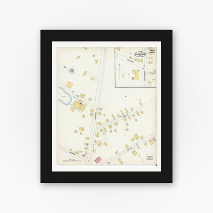 Old map wall art mockup — black gallery frame with white mat — Sanborn Fire Insurance Map from Chicopee, Hampden County, Massachusetts (1902), Sheet #0022