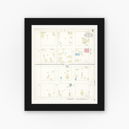 Old map wall art mockup — black gallery frame with white mat — Sanborn Fire Insurance Map from Crescent City, Del Norte County, California (1898), Sheet #0002