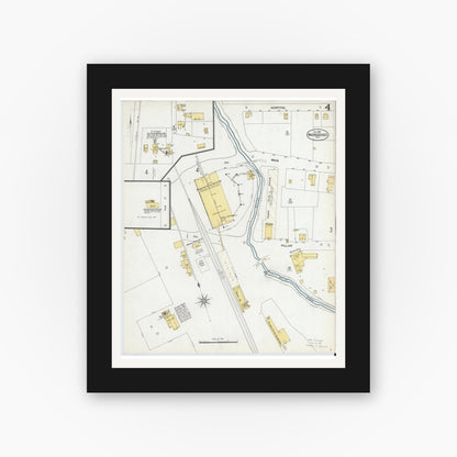 Old map wall art mockup — black gallery frame with white mat — Sanborn Fire Insurance Map from Nacogdoches, Nacogdoches County, Texas (1900), Sheet #0004