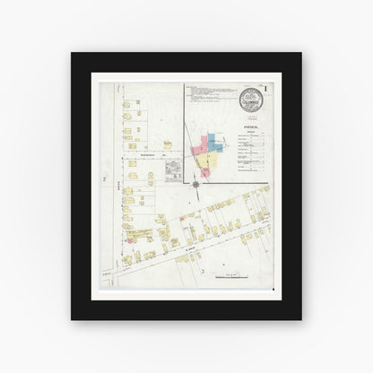 Old map wall art mockup — black gallery frame with white mat — Sanborn Fire Insurance Map from Columbus, Burlington County, New Jersey (1910) - Complete Map Set