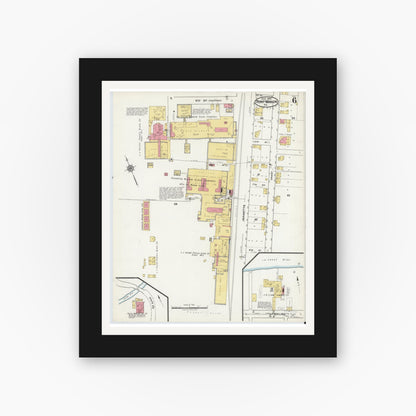 Old map wall art mockup — black gallery frame with white mat — Sanborn Fire Insurance Map from Point Marion, Fayette County, Pennsylvania (1921), Sheet #0006