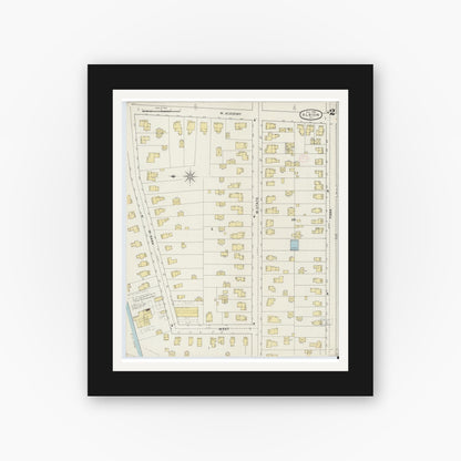 Old map wall art mockup — black gallery frame with white mat — Sanborn Fire Insurance Map from Albion, Orleans County, New York (1894) - Complete Map Set