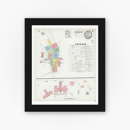 Old map wall art mockup — black gallery frame with white mat — Sanborn Fire Insurance Map from Shippensburg, Cumberland And Franklin Counties, Pennsylvania (1899) - Complete Map Set