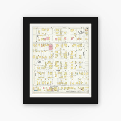 Old map wall art mockup — black gallery frame with white mat — Sanborn Fire Insurance Map from Scottdale, Westmoreland County, Pennsylvania (1903), Sheet #0003