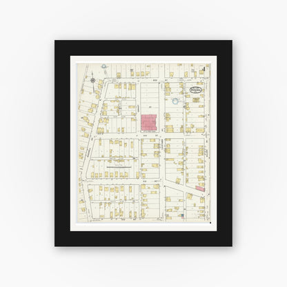 Old map wall art mockup — black gallery frame with white mat — Sanborn Fire Insurance Map from Donora, Washington County, Pennsylvania (1921), Sheet #0004
